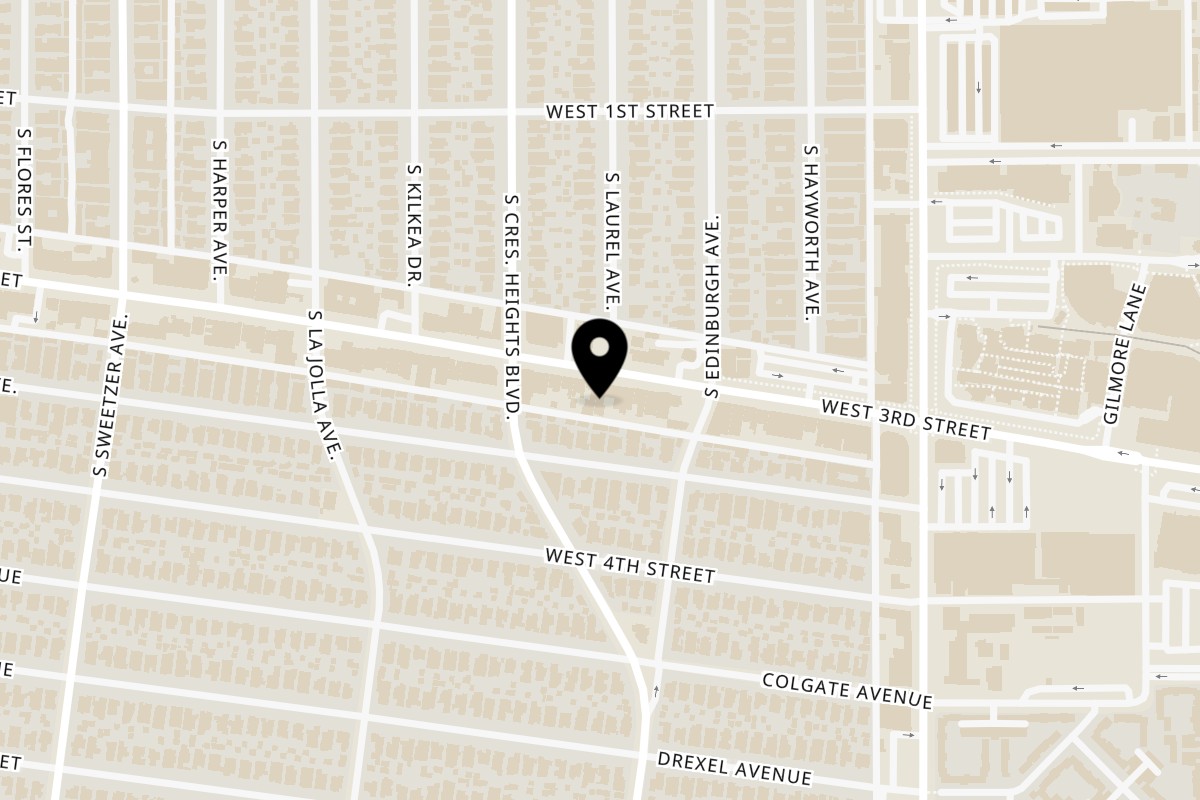 Map showing the location of Byrdie's Rotisserie by Bacari on 8030 W 3rd St in Los Angeles